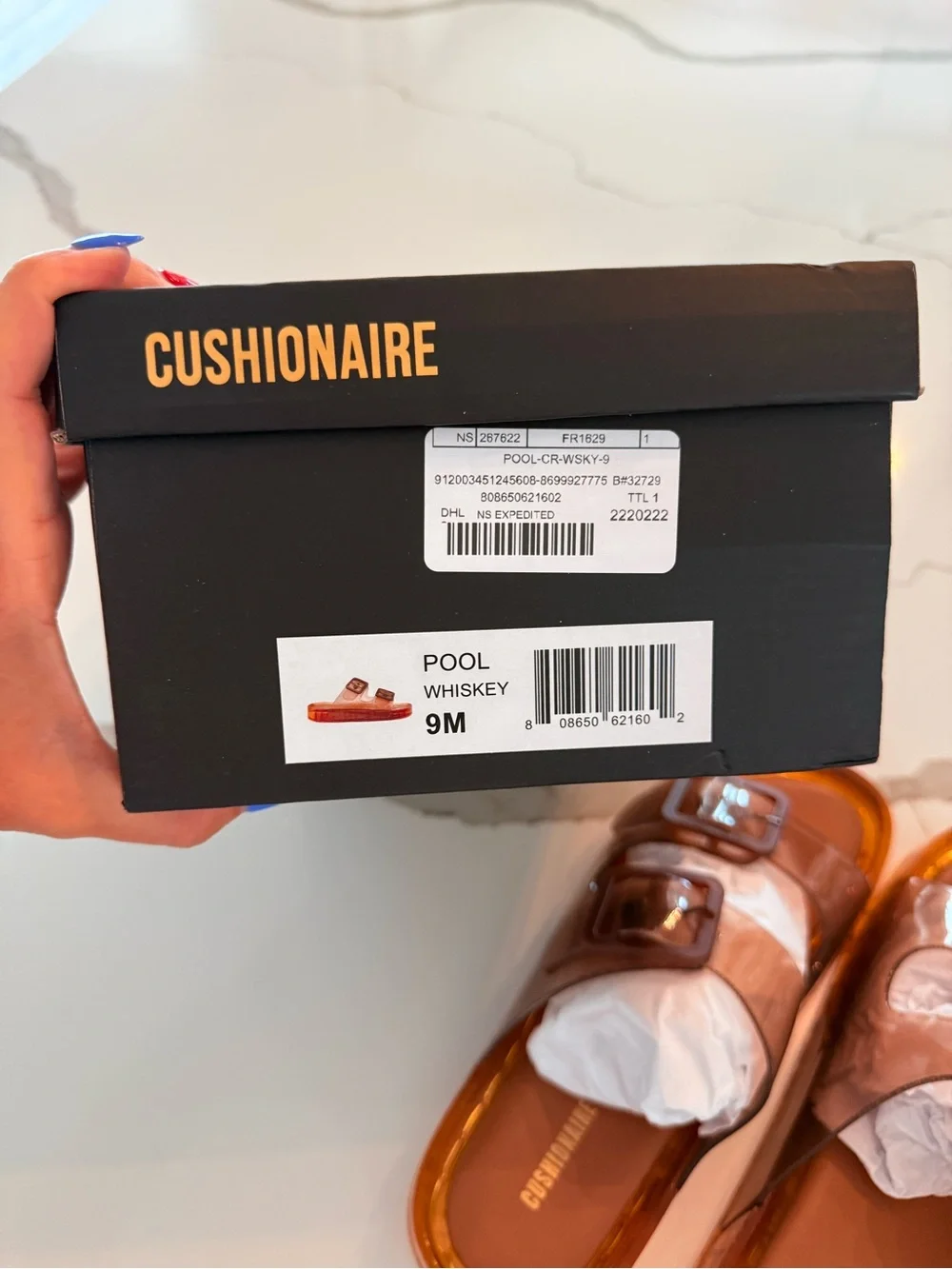 Cushionaire Women’s Whiskey Transparent Slide Sandals